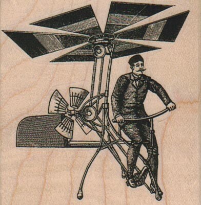 Timbro gomma man flying - man, in